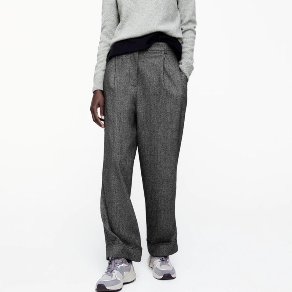 Zara cropped herringbone wool pants size small